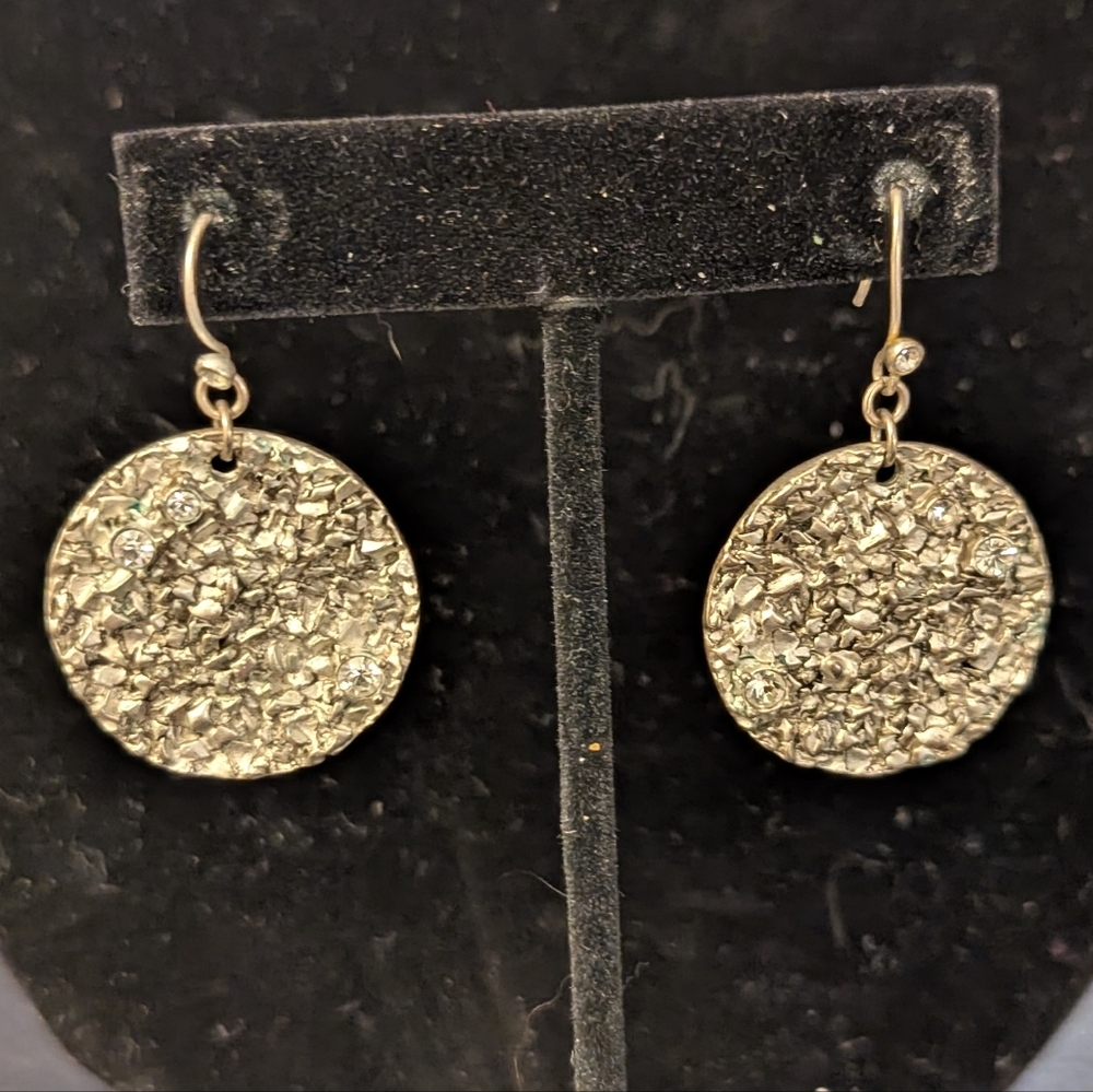 Silver Textured Dangle Earrings